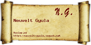 Neuvelt Gyula névjegykártya
